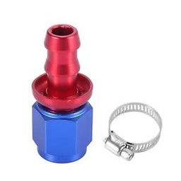 [B91-146] AN6 hembra recto 0º a espiga 12mm OD AZUL/ROJO- Para manguera blindada goma