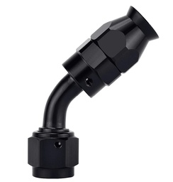 [B91-151] AN6 hembra 45º Curva NEGRO - Para manguera blindada PTFE