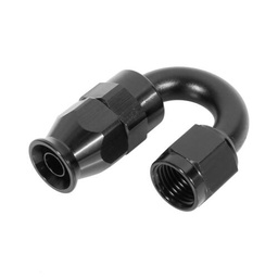 [B62-837] AN8 hembra 180º Curva NEGRO - Para manguera blindada PTFE